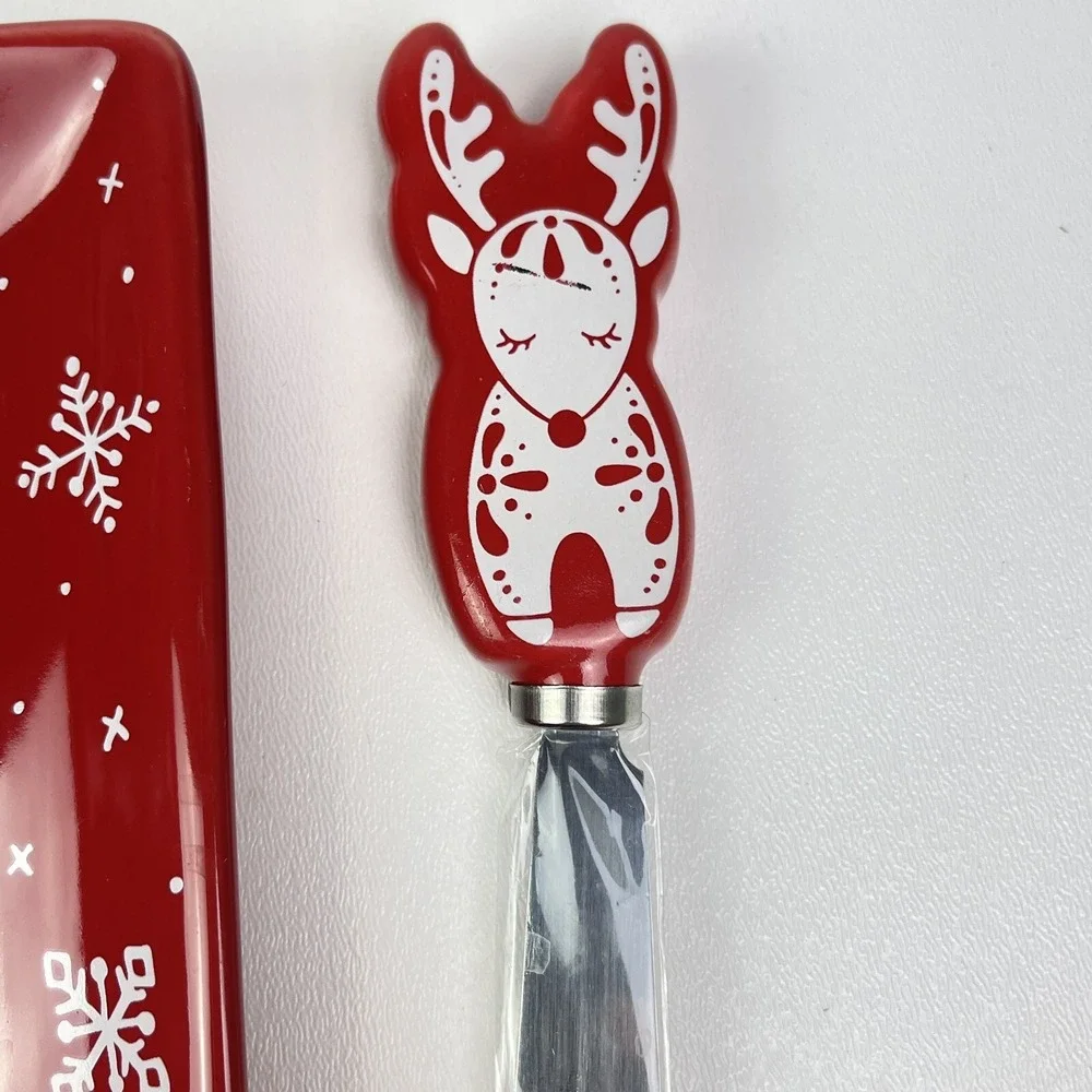 TempTations By Tara Serving Holiday Square Charcuterie Plate Cheese Knife Set